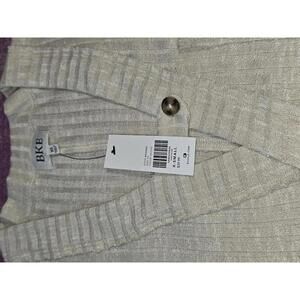 BKE Women's Long Sleeve Ribbed Top with Button Detail,  Oversized X-Small